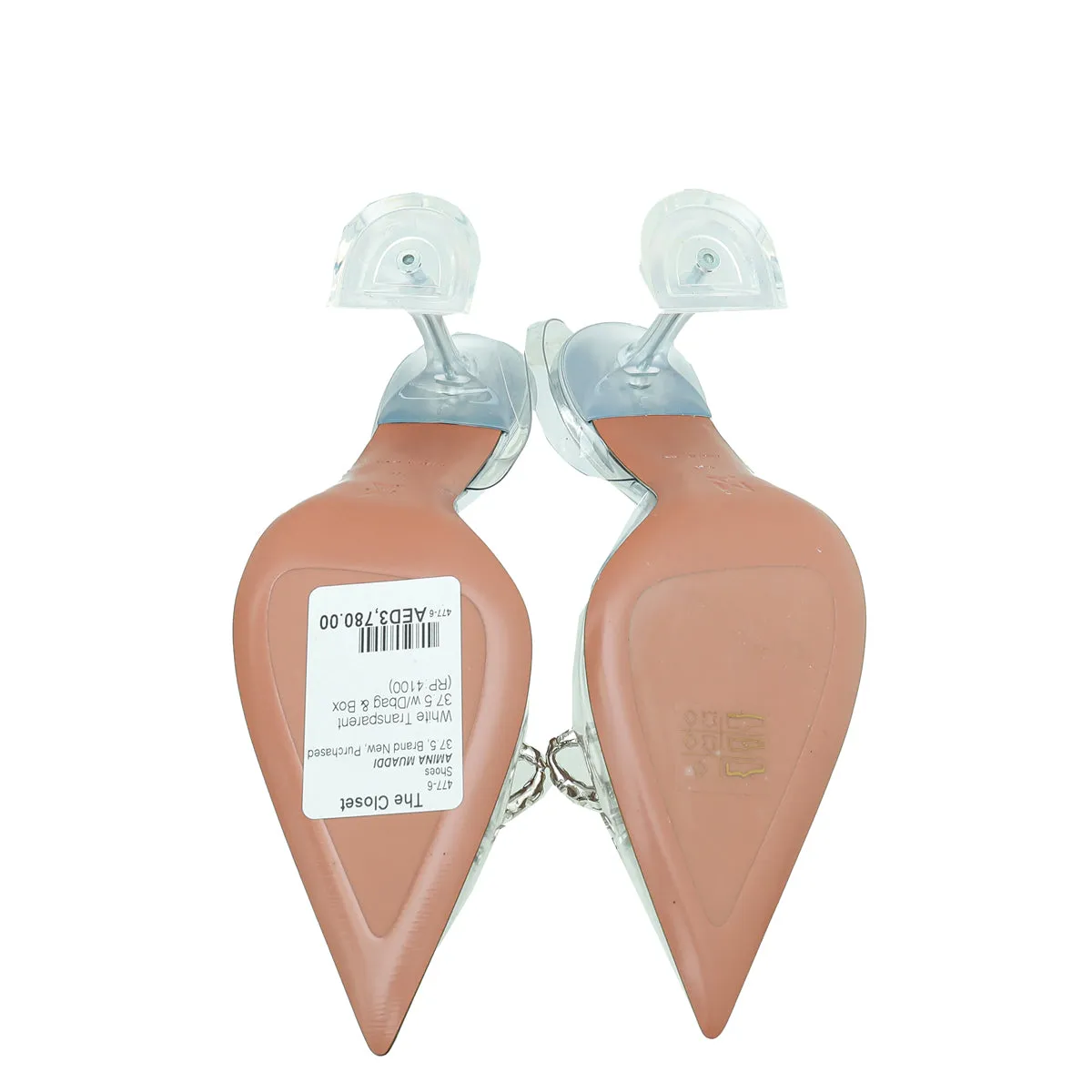 Amina Muaddi White Rosie Glass Slingback 37