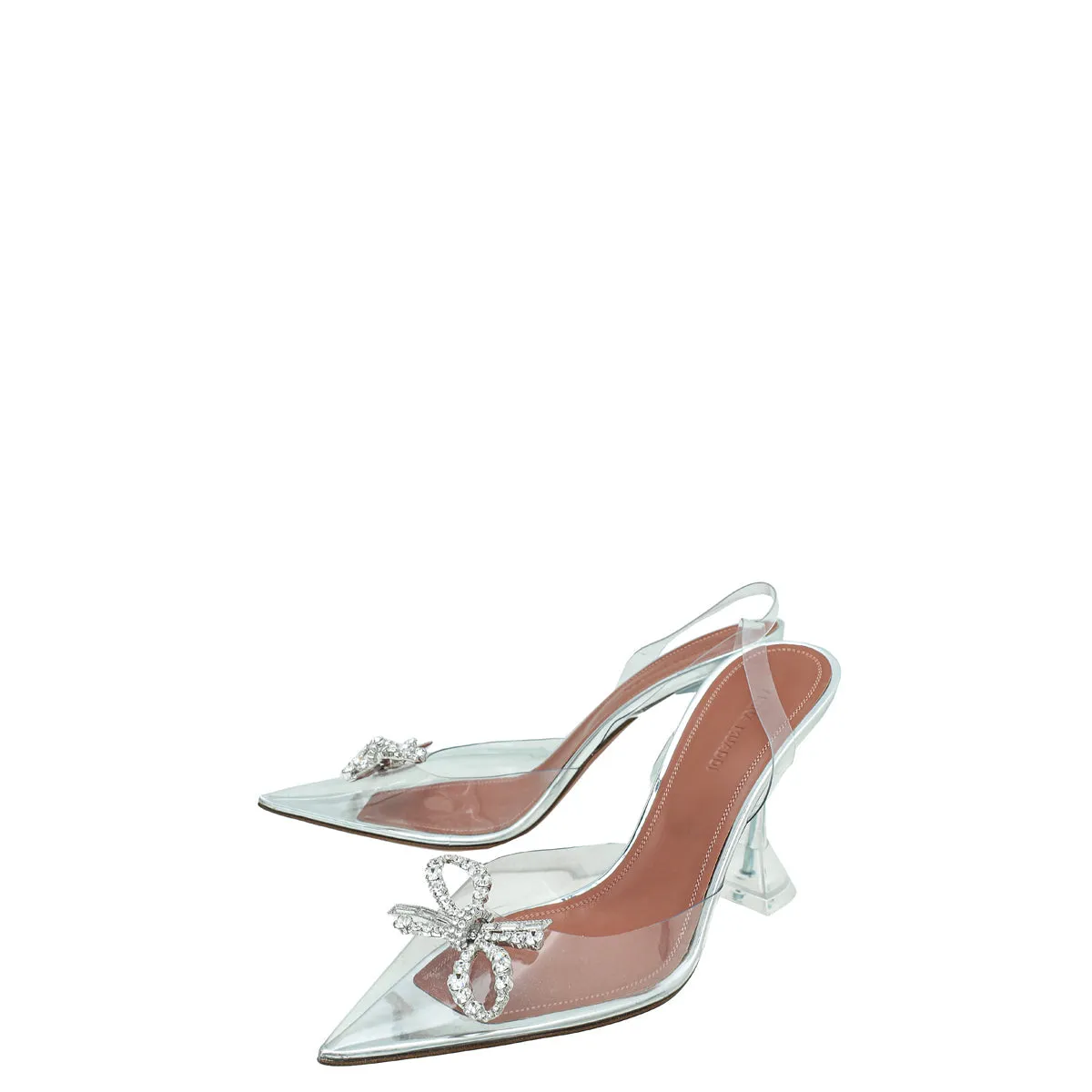 Amina Muaddi White Rosie Glass Slingback 37