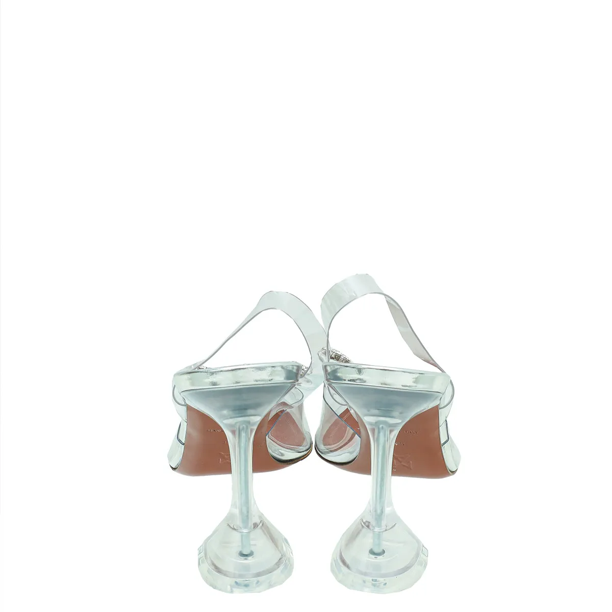 Amina Muaddi White Rosie Glass Slingback 37