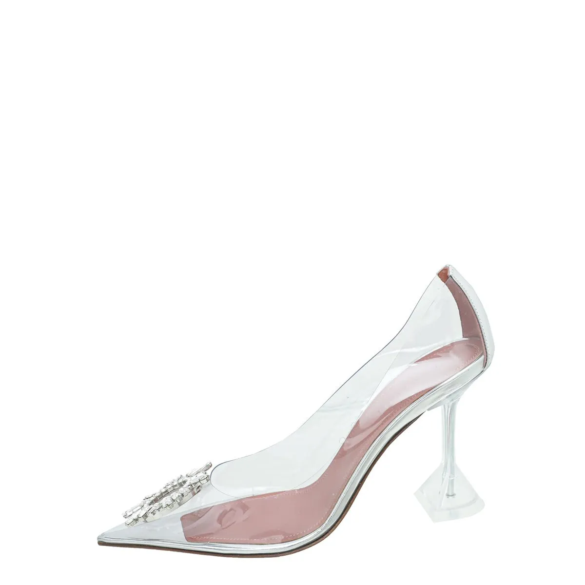 Amina Muaddi White Transparent PVC Begum Glass Pumps 38.5