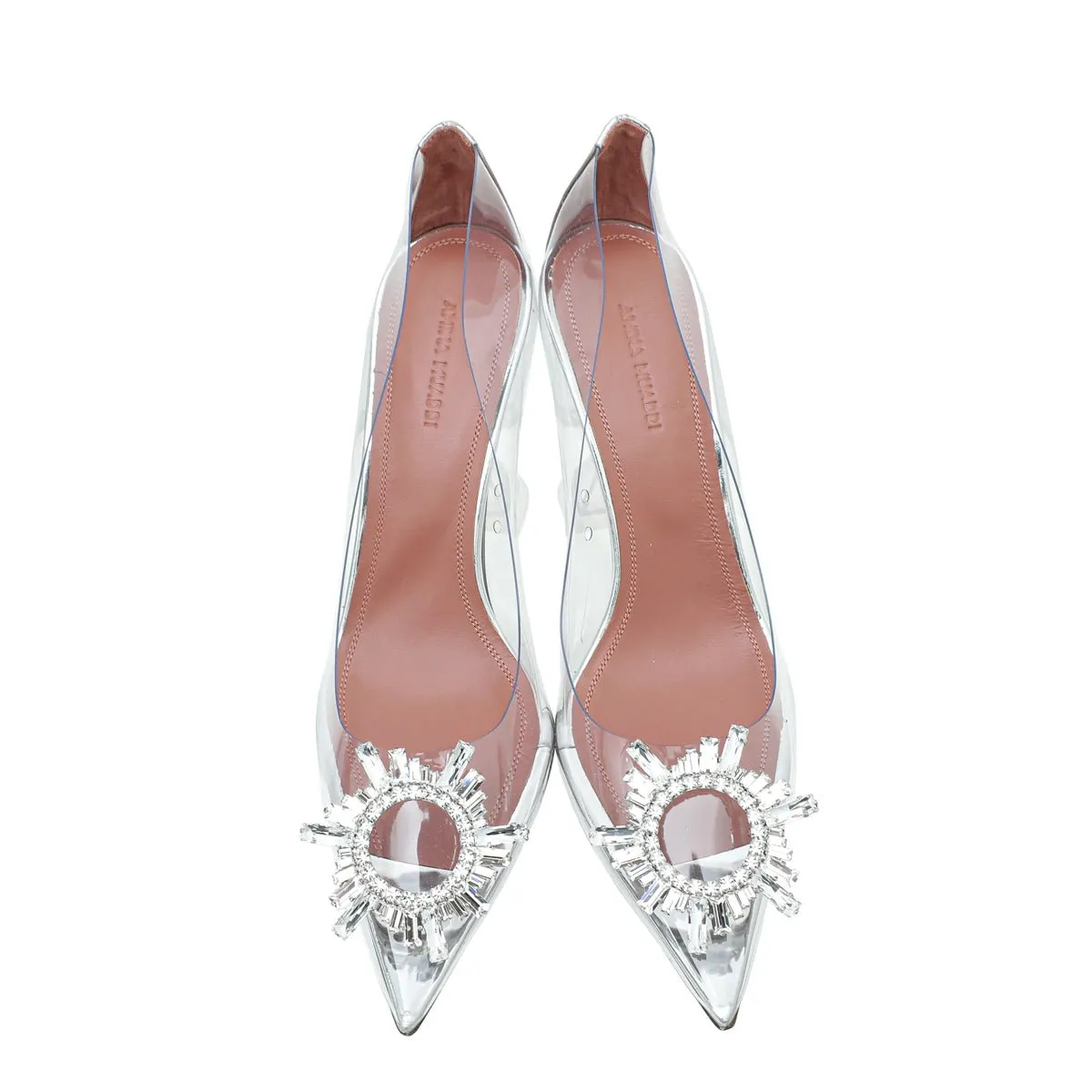 Amina Muaddi White Transparent PVC Begum Glass Pumps 38.5