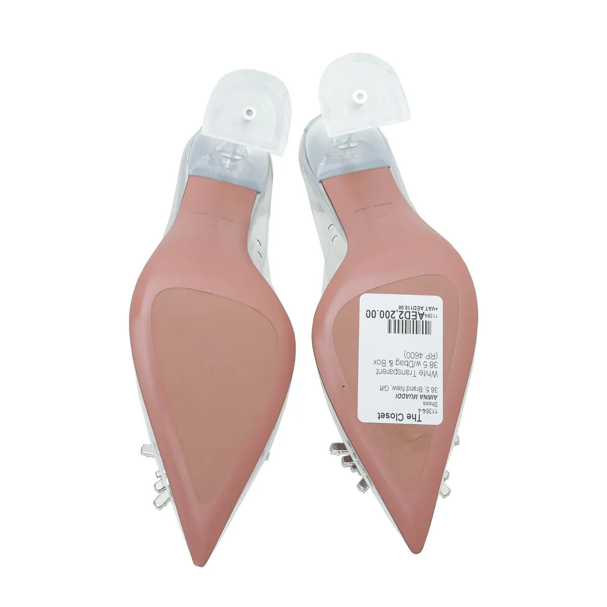 Amina Muaddi White Transparent PVC Begum Glass Pumps 38.5