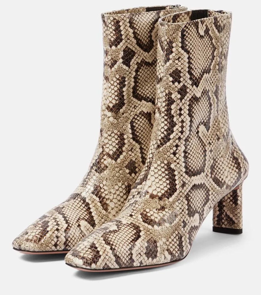 Aquazzura Blade snake-effect leather ankle boots