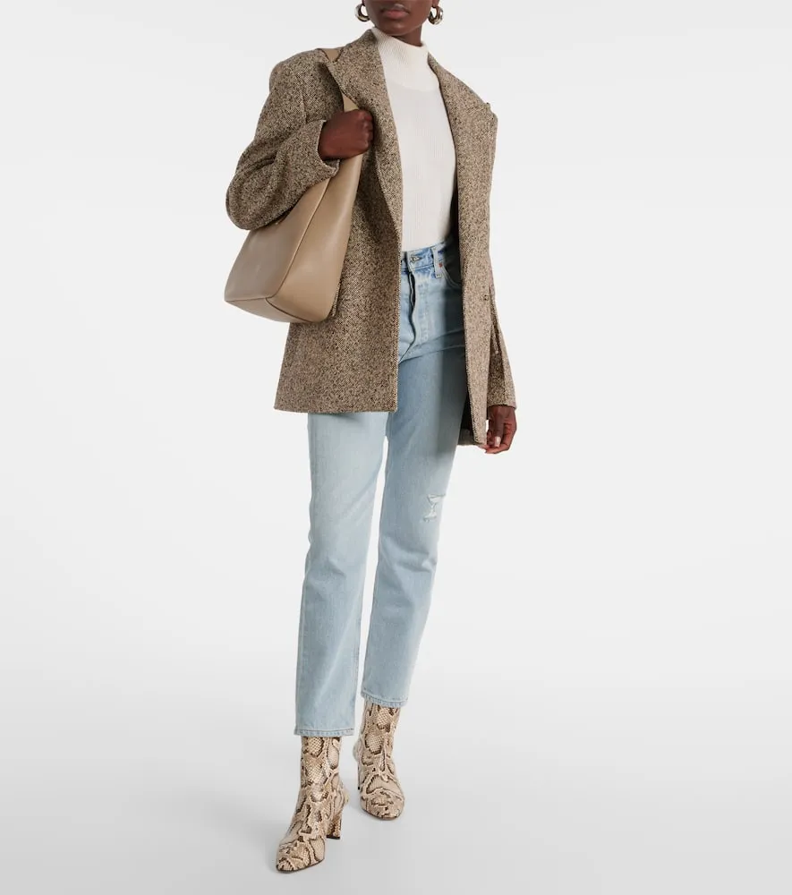 Aquazzura Blade snake-effect leather ankle boots