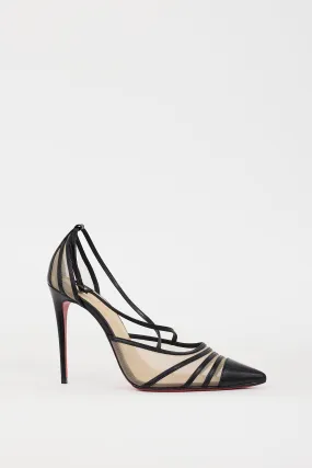 Black Leather & Mesh Theodorella Heel