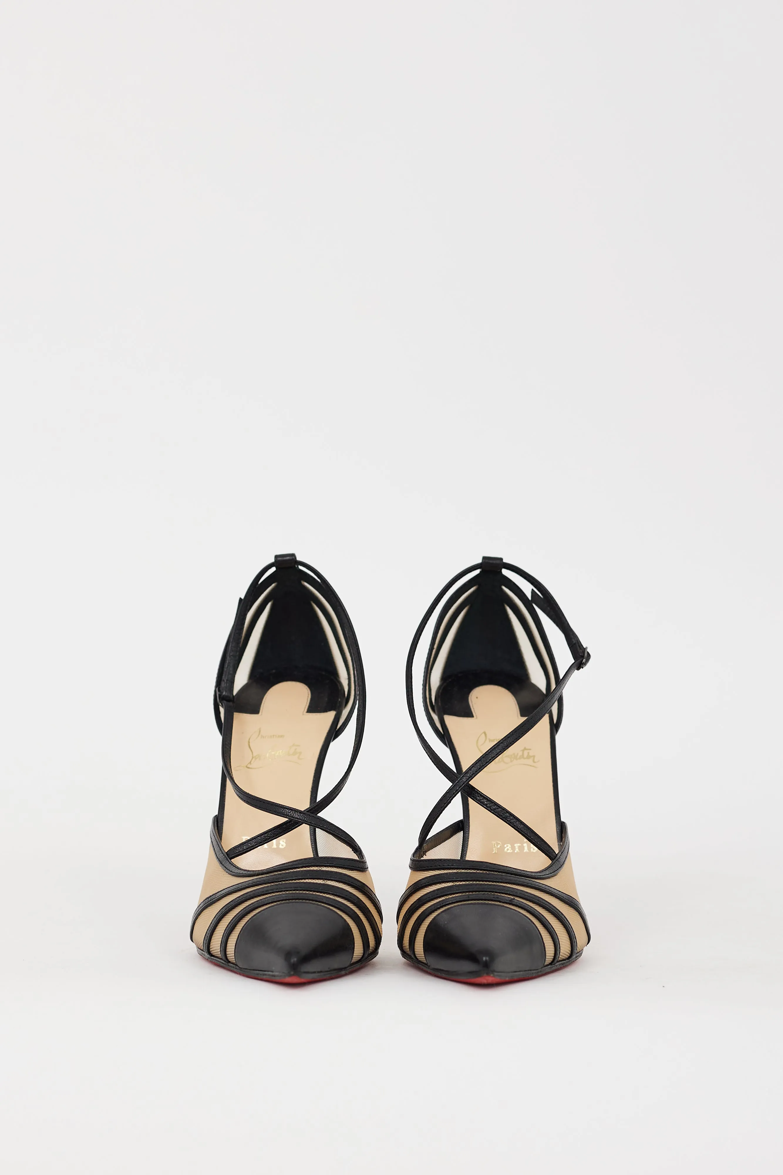 Black Leather & Mesh Theodorella Heel