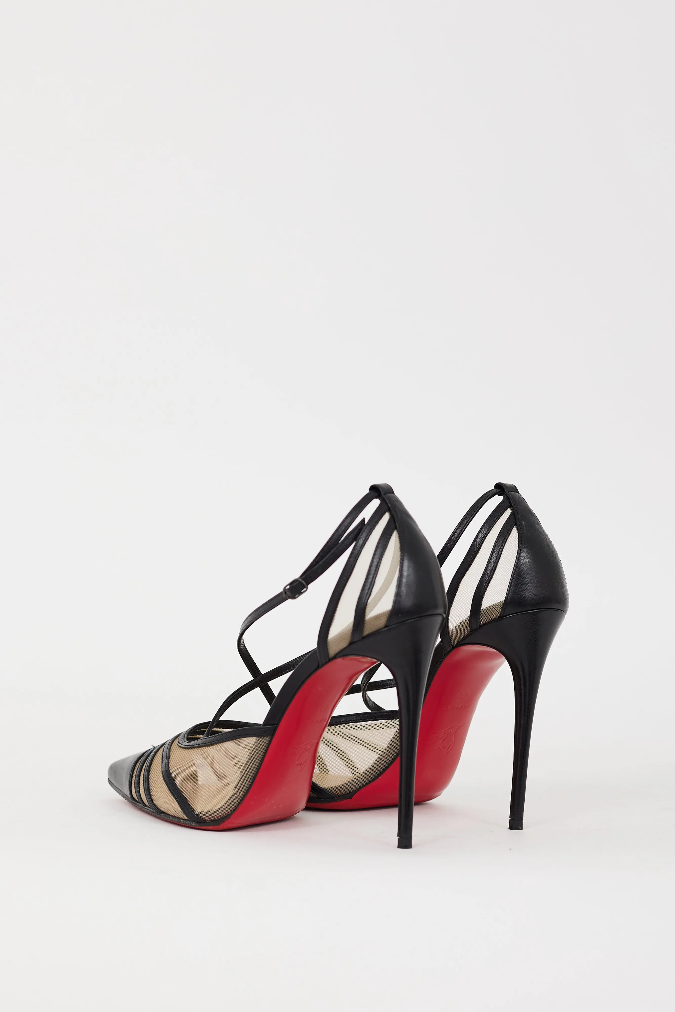 Black Leather & Mesh Theodorella Heel