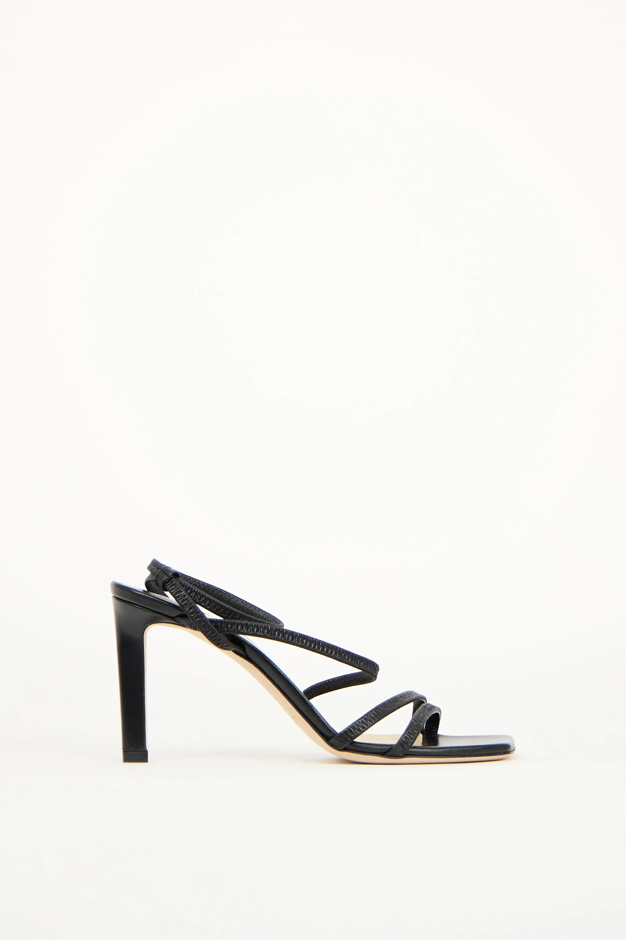 Black Leather Nori Strappy Heel