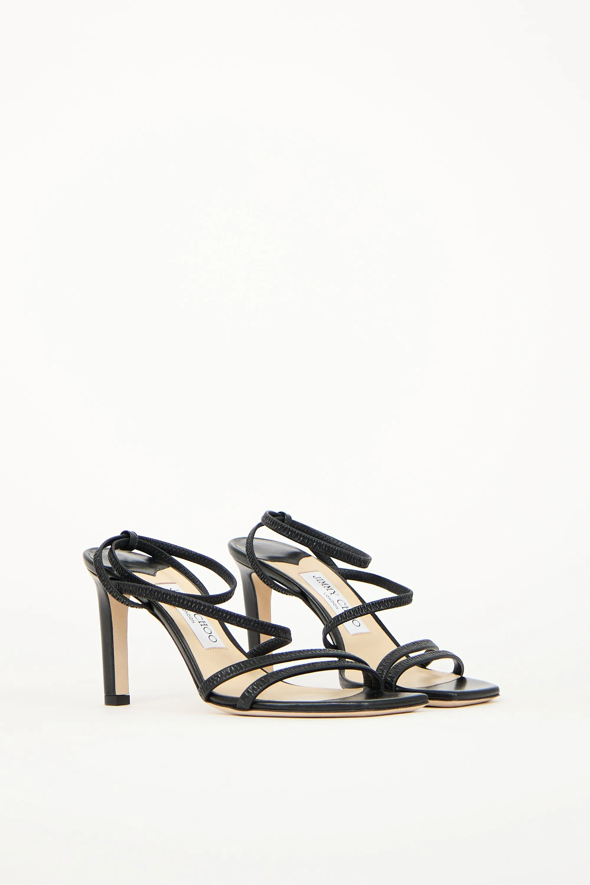 Black Leather Nori Strappy Heel