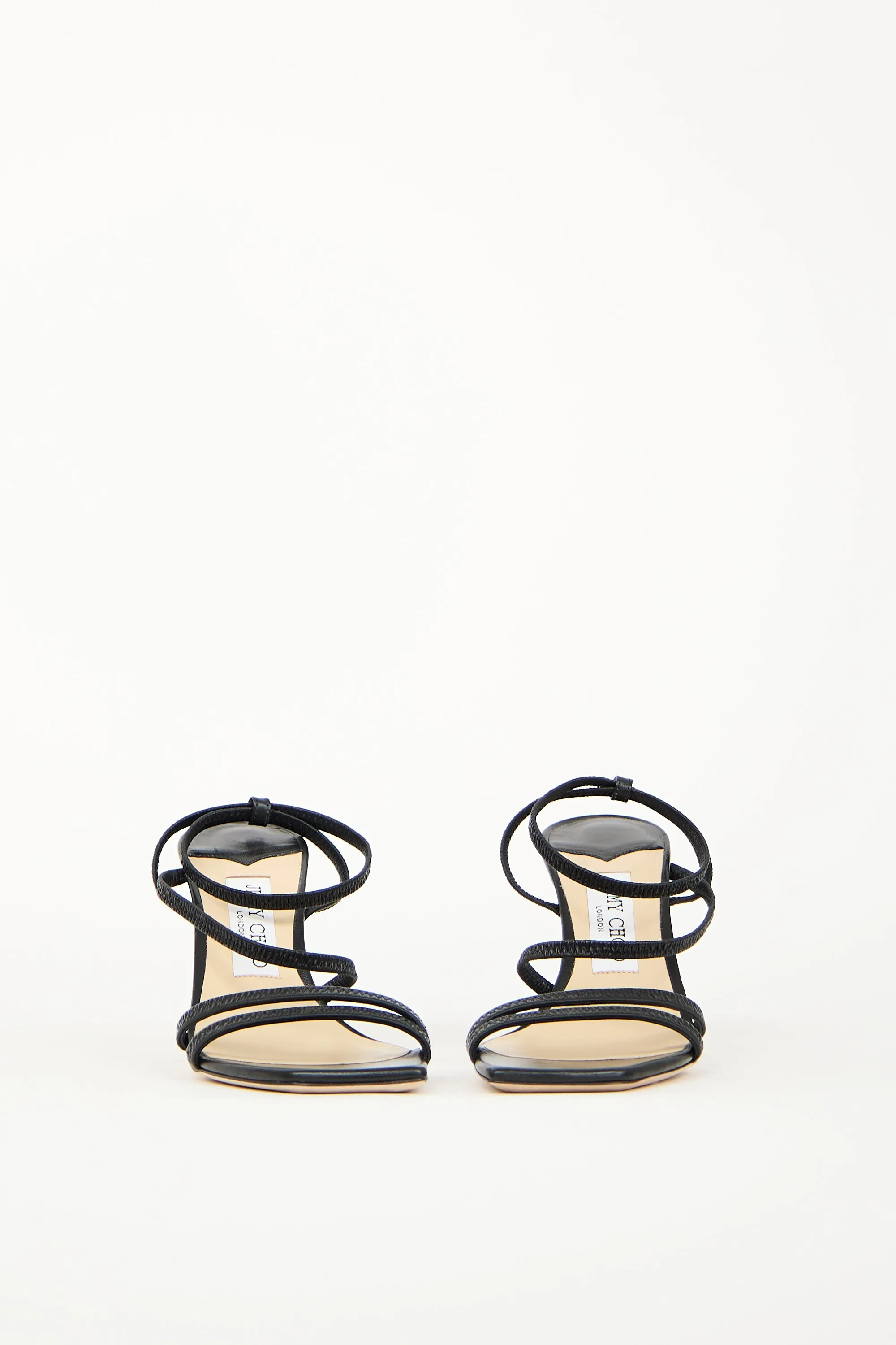 Black Leather Nori Strappy Heel