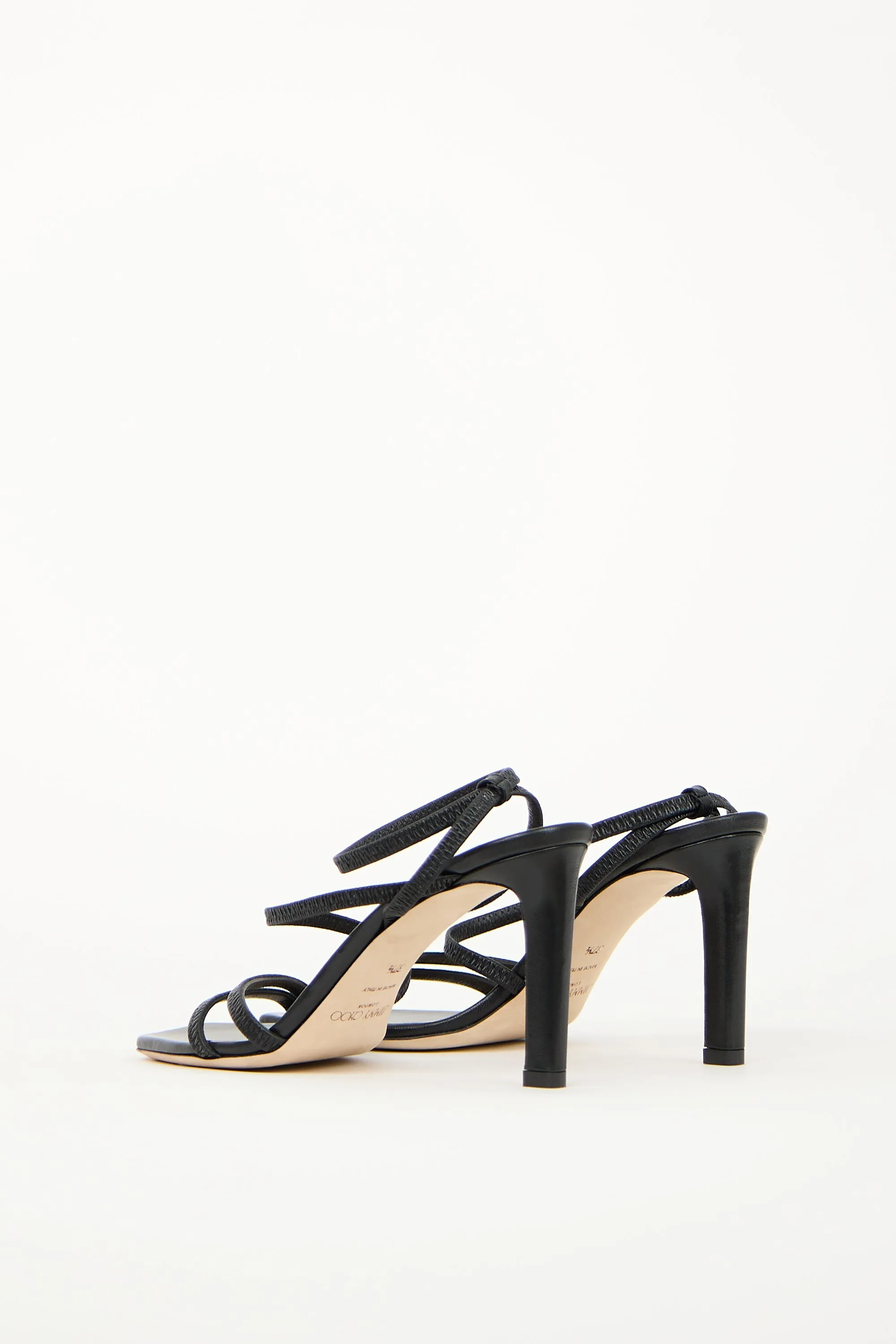 Black Leather Nori Strappy Heel