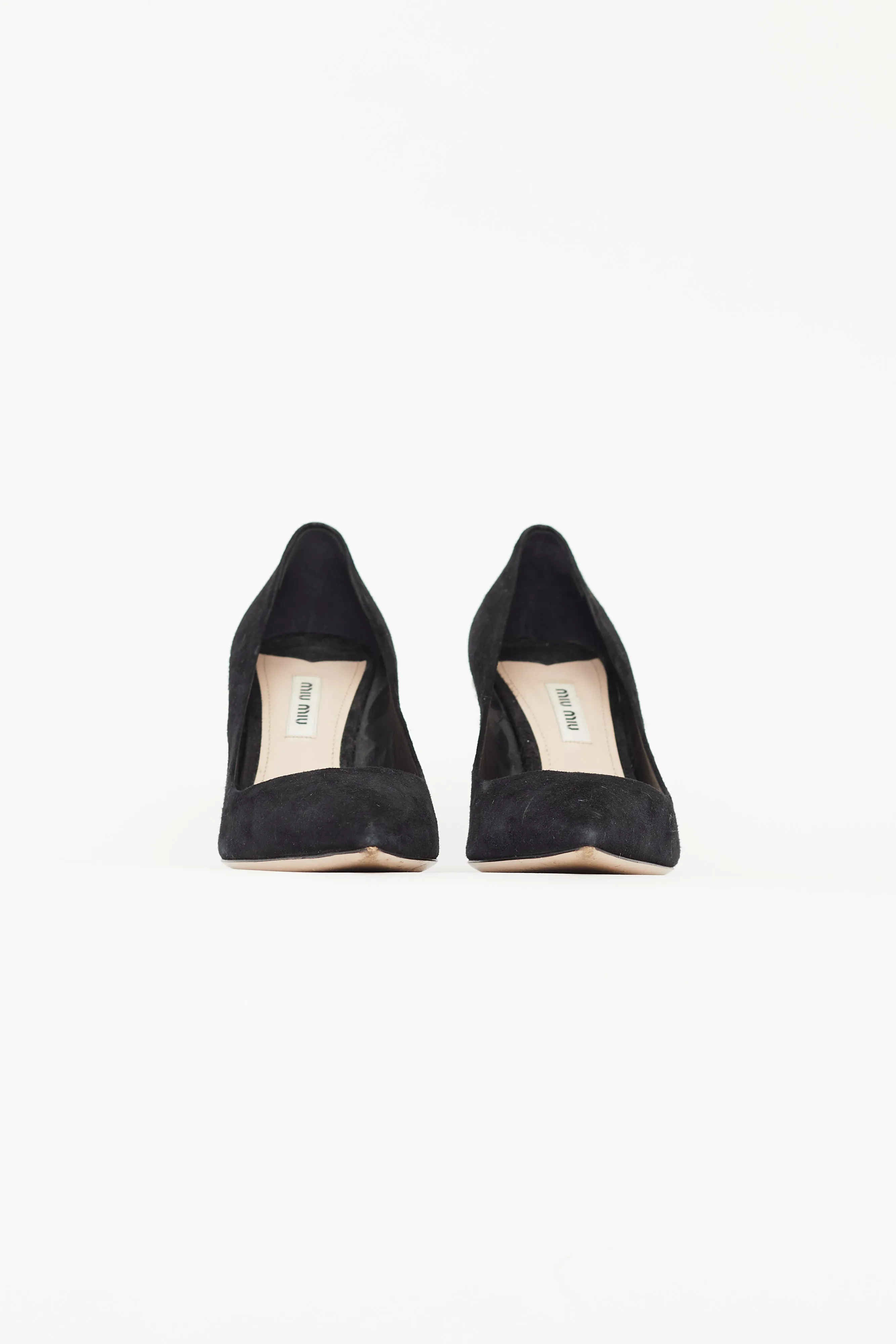 Black Suede & Pearl Embellished Heel