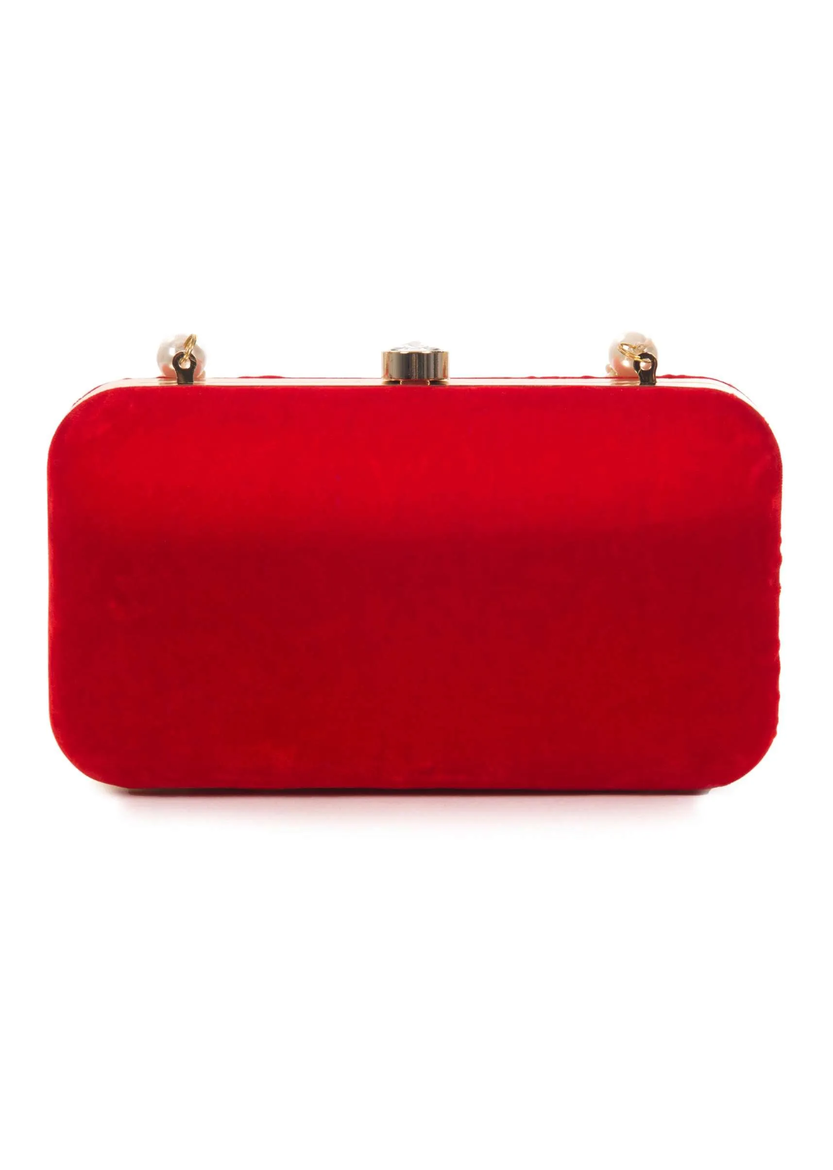 Blood red Net Flowers and Zardosi Work Box Clutch