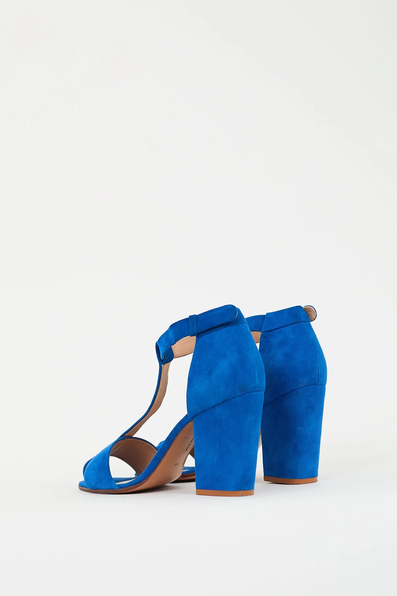Blue Suede Strappy Block Heel
