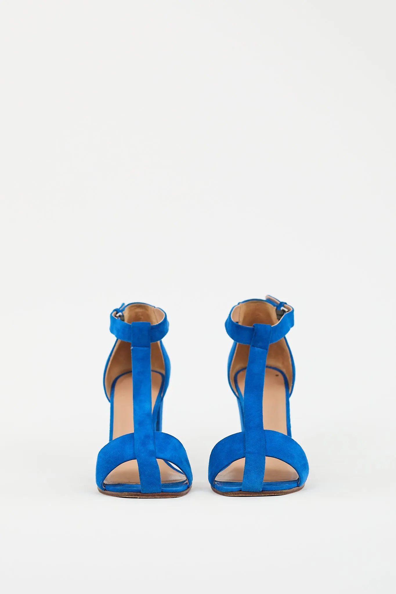Blue Suede Strappy Block Heel