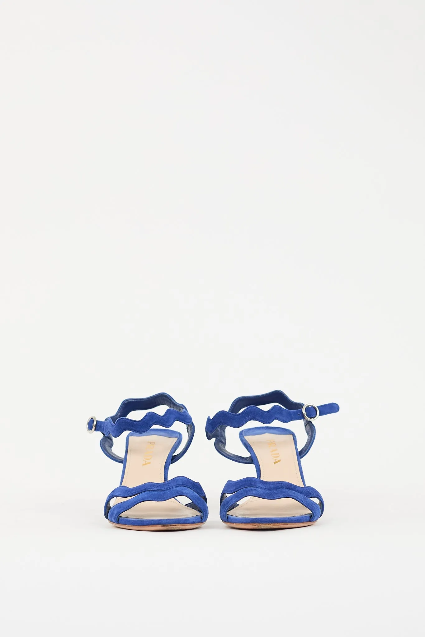 Blue Suede Wavy Strappy Heel