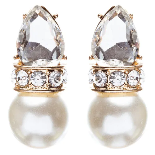 Bridal Wedding Jewelry Crystal Rhinestone Elegant Tear Drop Earrings E863 Gold
