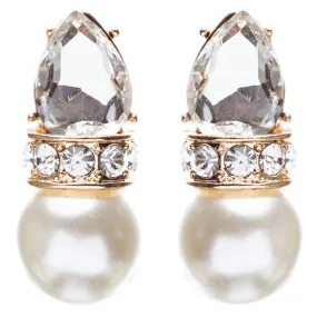 Bridal Wedding Jewelry Crystal Rhinestone Elegant Tear Drop Earrings E863 Gold