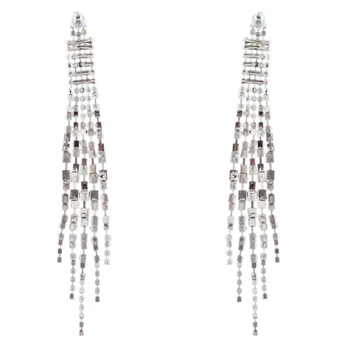 Bridal Wedding Jewelry Crystal Rhinestone Linear Drop Dangle Earrings E984 SV