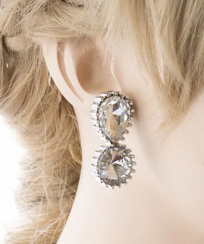 Bridal Wedding Jewelry Prom Simple Sparkle Fashion Dangle Earrings E974 Silver