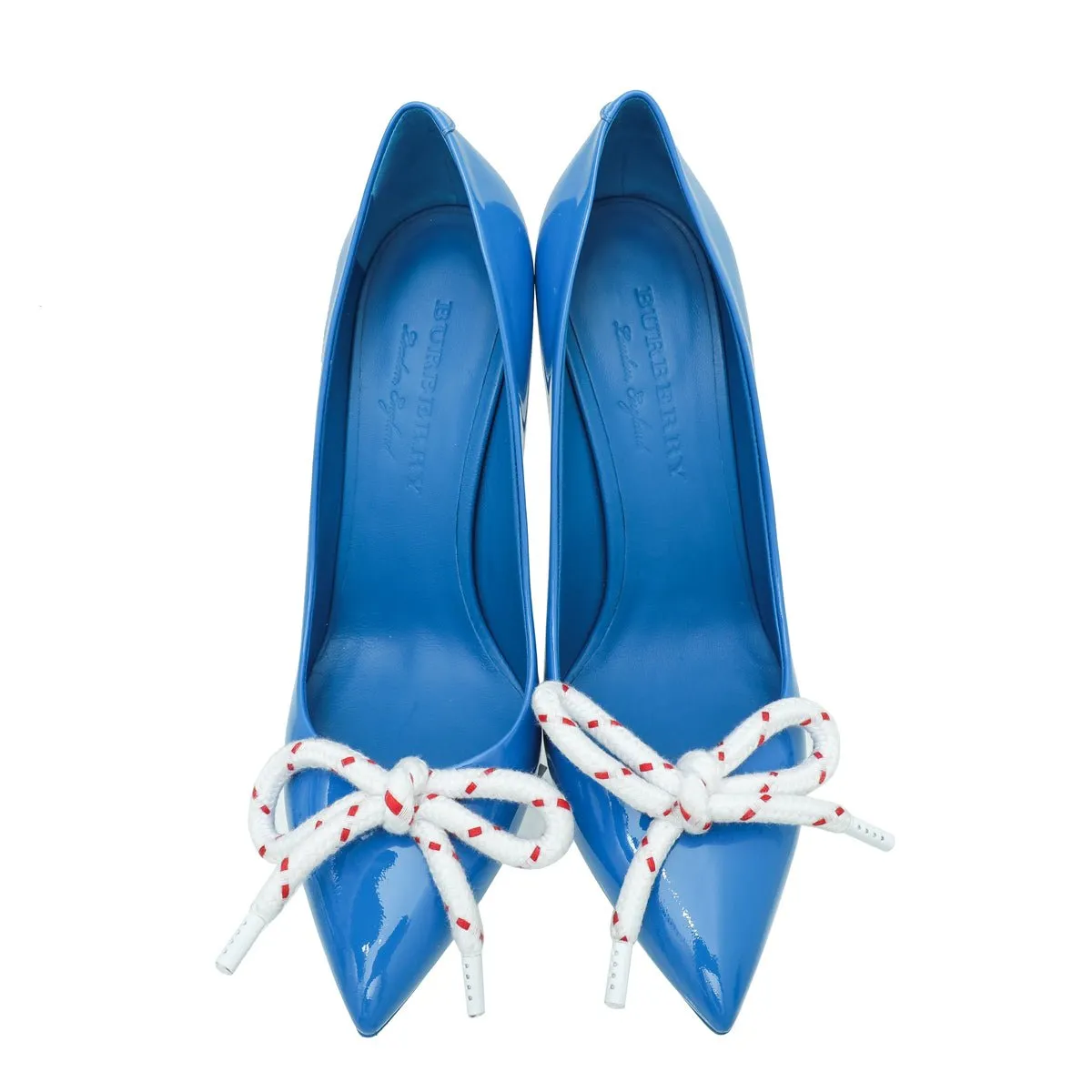 Burberry Blue Finsbury Bow Pumps 40