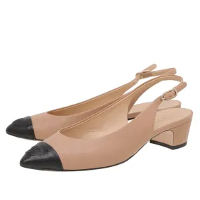 Chanel Bicolor CC Pointed Toe Slingback 39