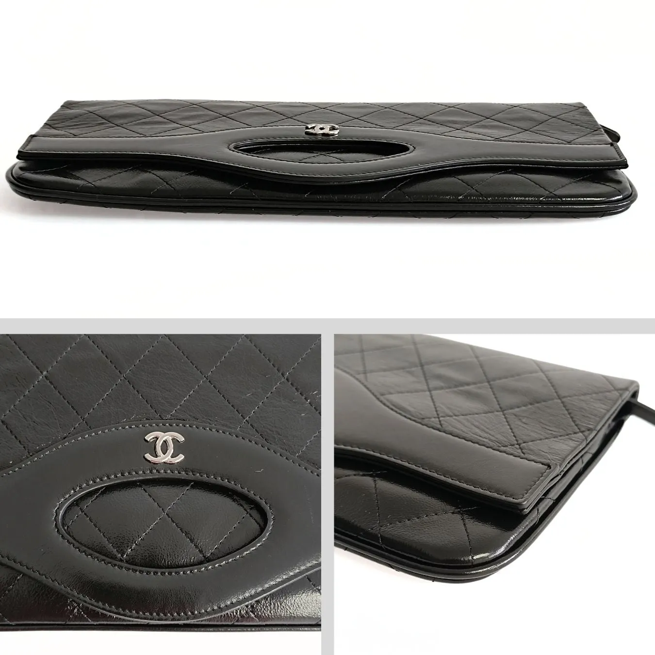 CHANEL Chanel Chanel Clutch handbag in matelasse black leather