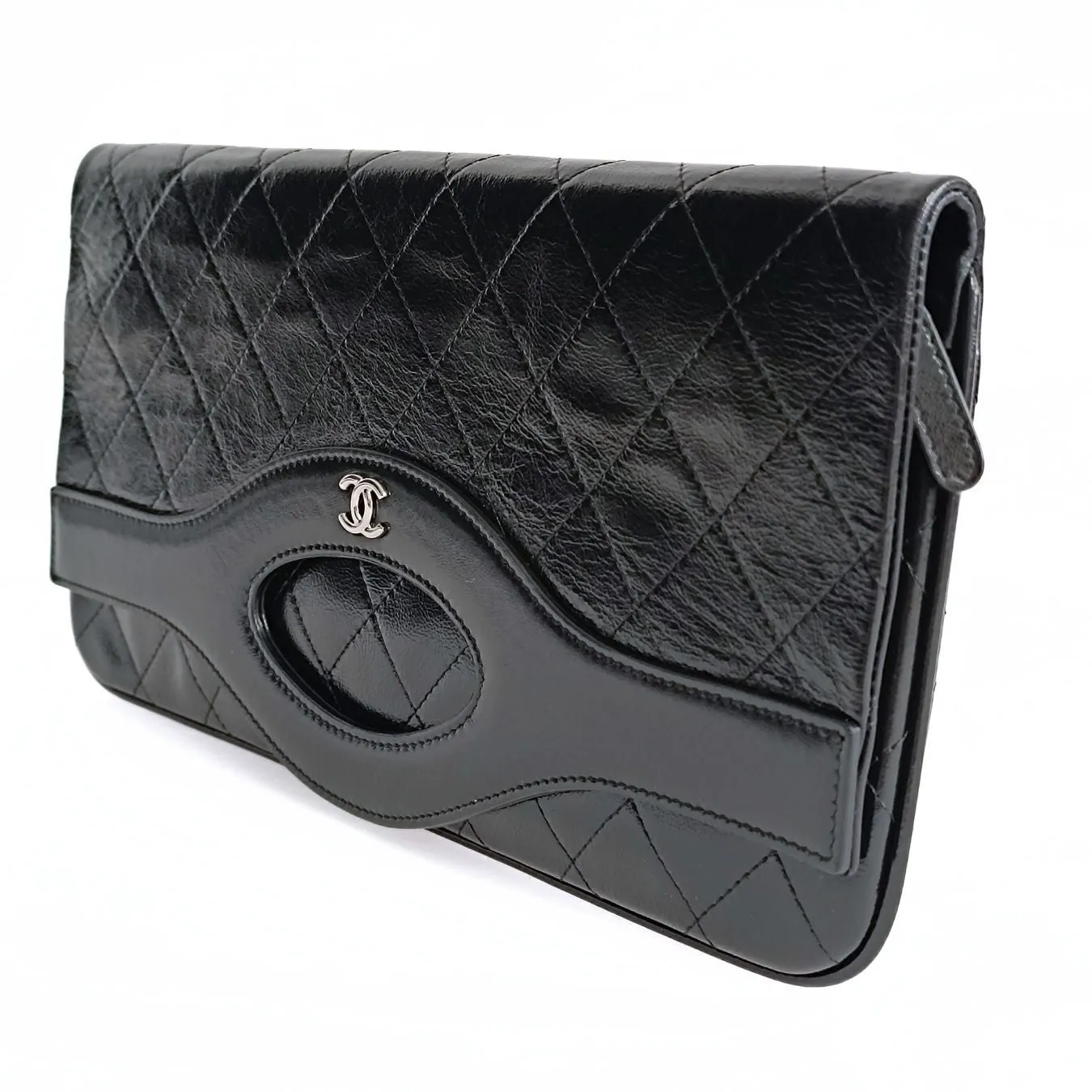 CHANEL Chanel Chanel Clutch handbag in matelasse black leather