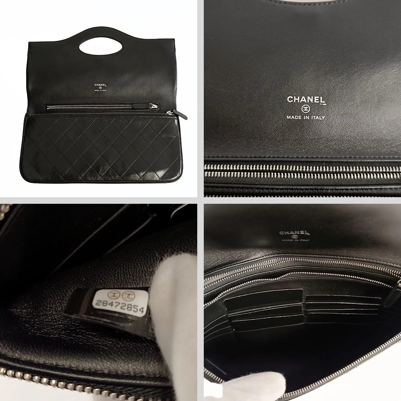 CHANEL Chanel Chanel Clutch handbag in matelasse black leather