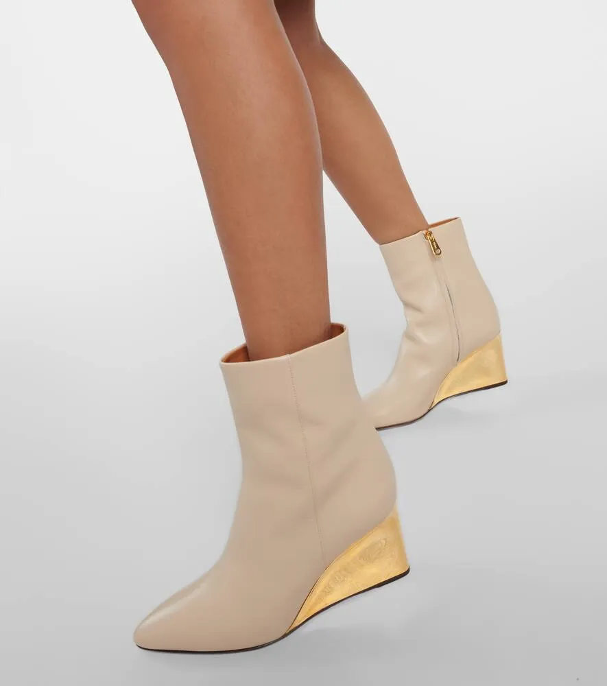 Chloe Rebecca leather wedge ankle boots