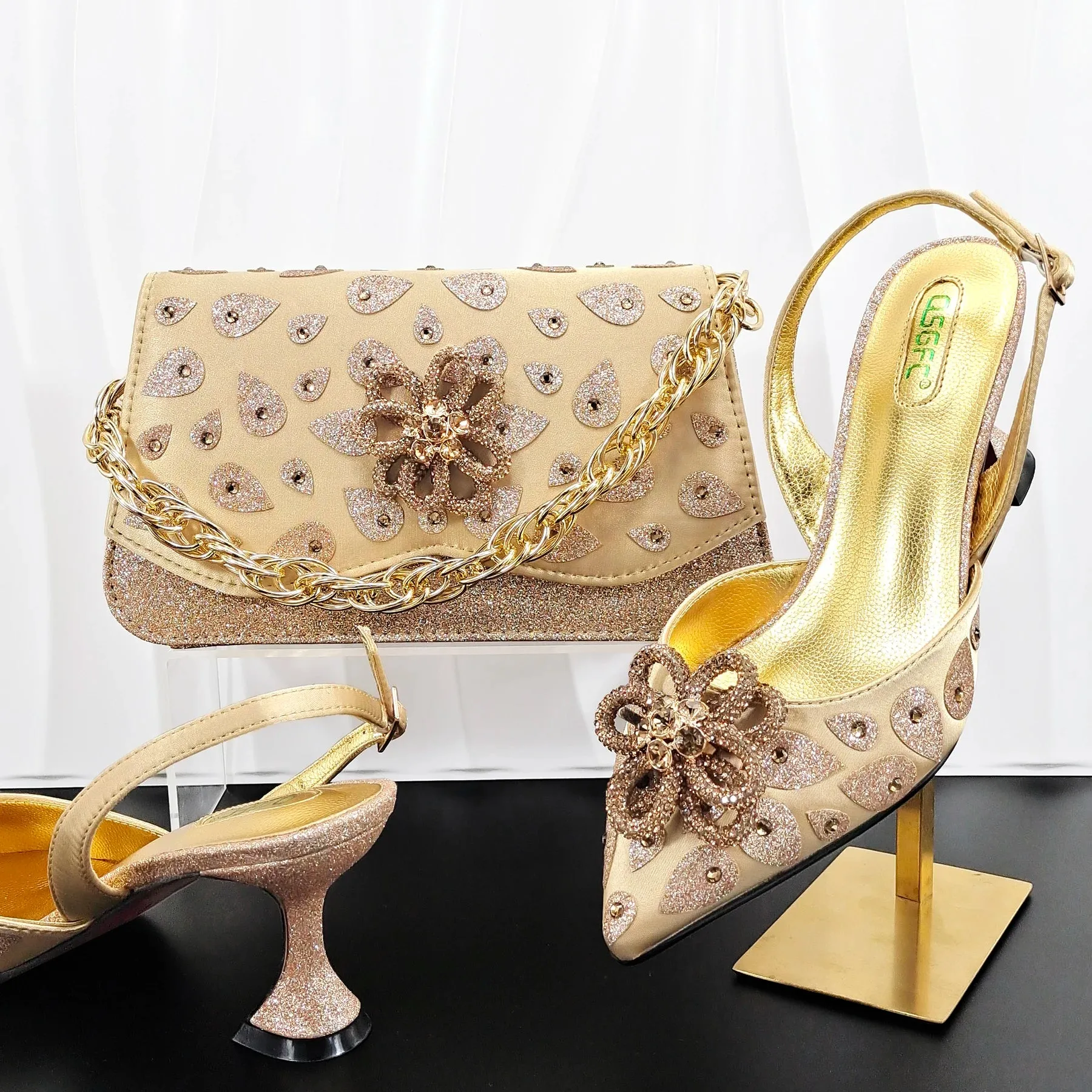 Classic Matching High Heels And Bag Set