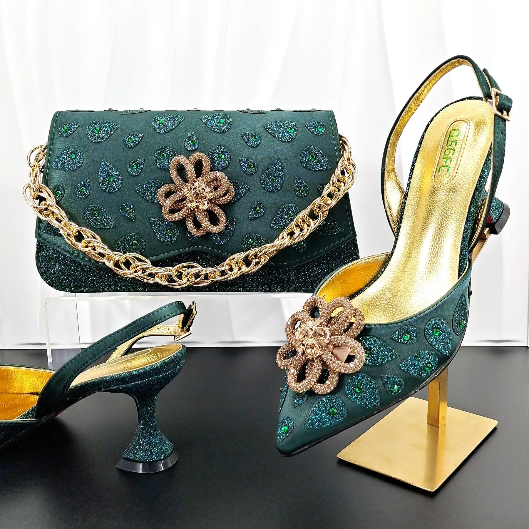 Classic Matching High Heels And Bag Set