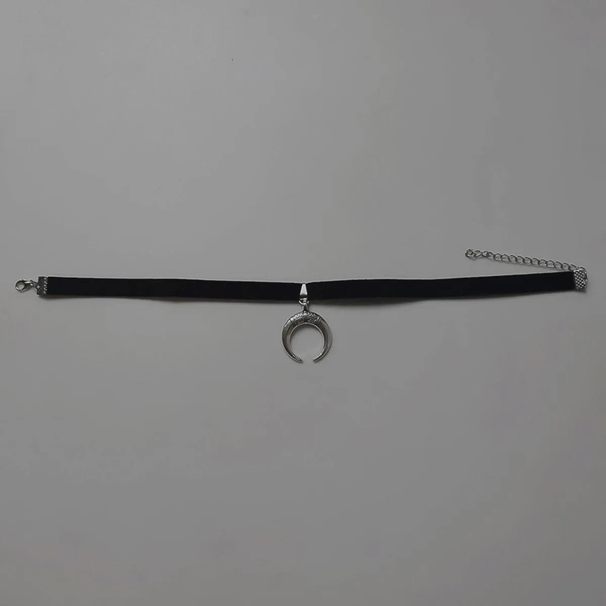 Crescent Moon Tribal Notching Choker Necklace
