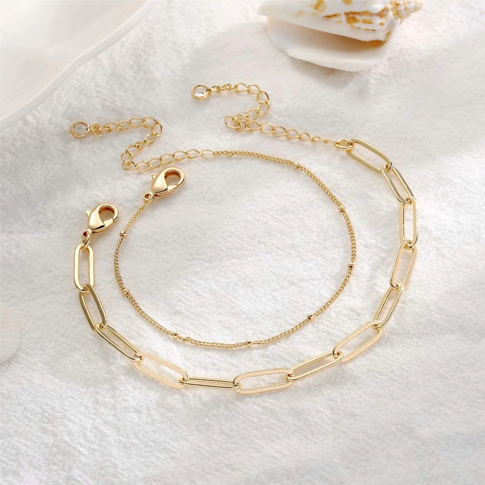 Dainty Gold Bracelets for Women, 14K Gold Filled Adjustable Layering Bracelet Cute Evil Eye Bracelet Gold Layered Chain Evil Eye Bracelets for Women Jewelry