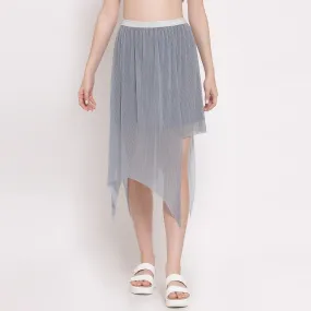 Grey Plisse Asymmetric Skirt