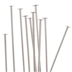 Head Pins, 1.5 Inches Long and 24 Gauge Thick, Sterling Silver (10 Pieces)