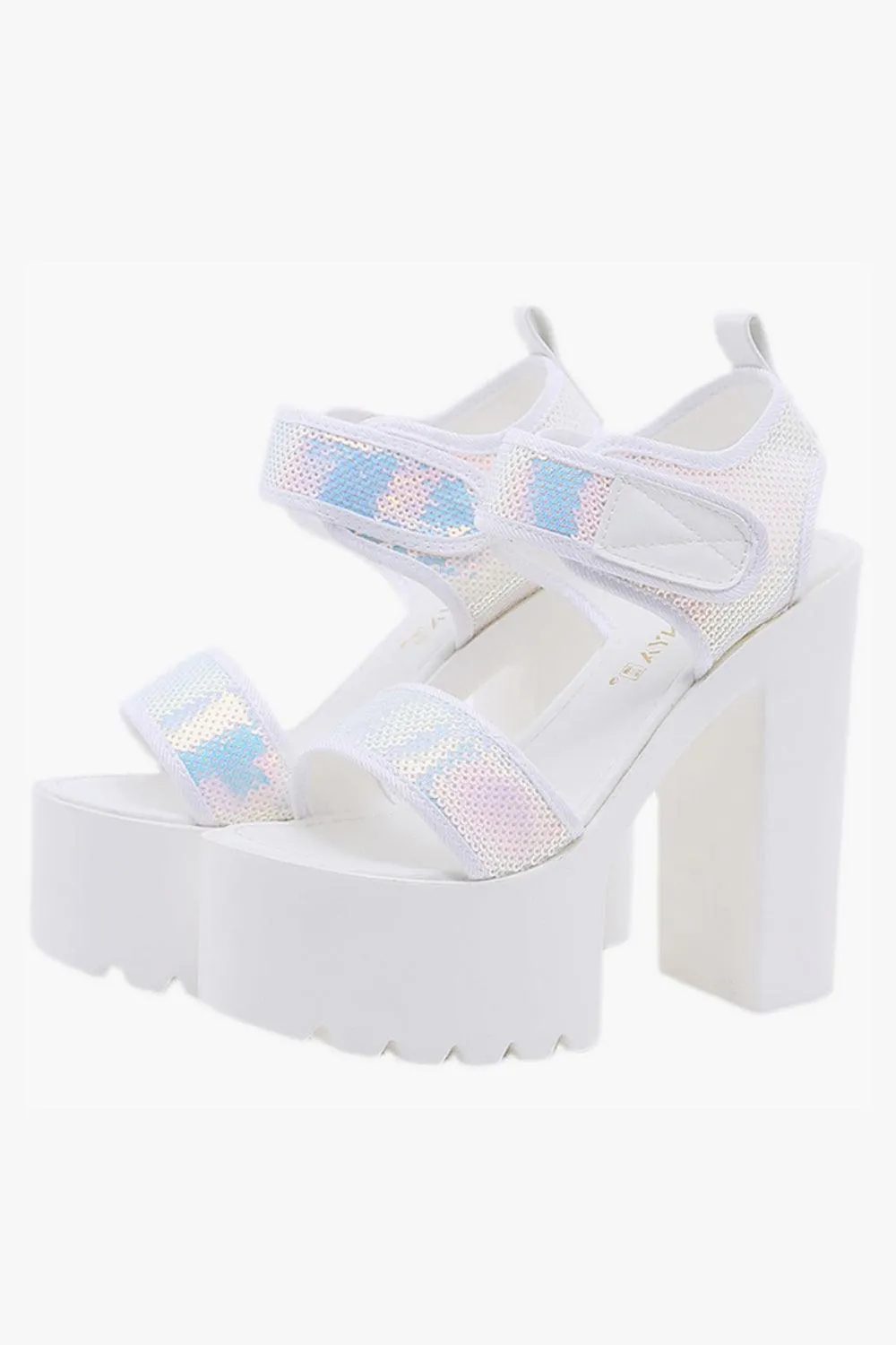 Holographic Mesh High Heel Platform Shoes
