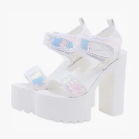 Holographic Mesh High Heel Platform Shoes