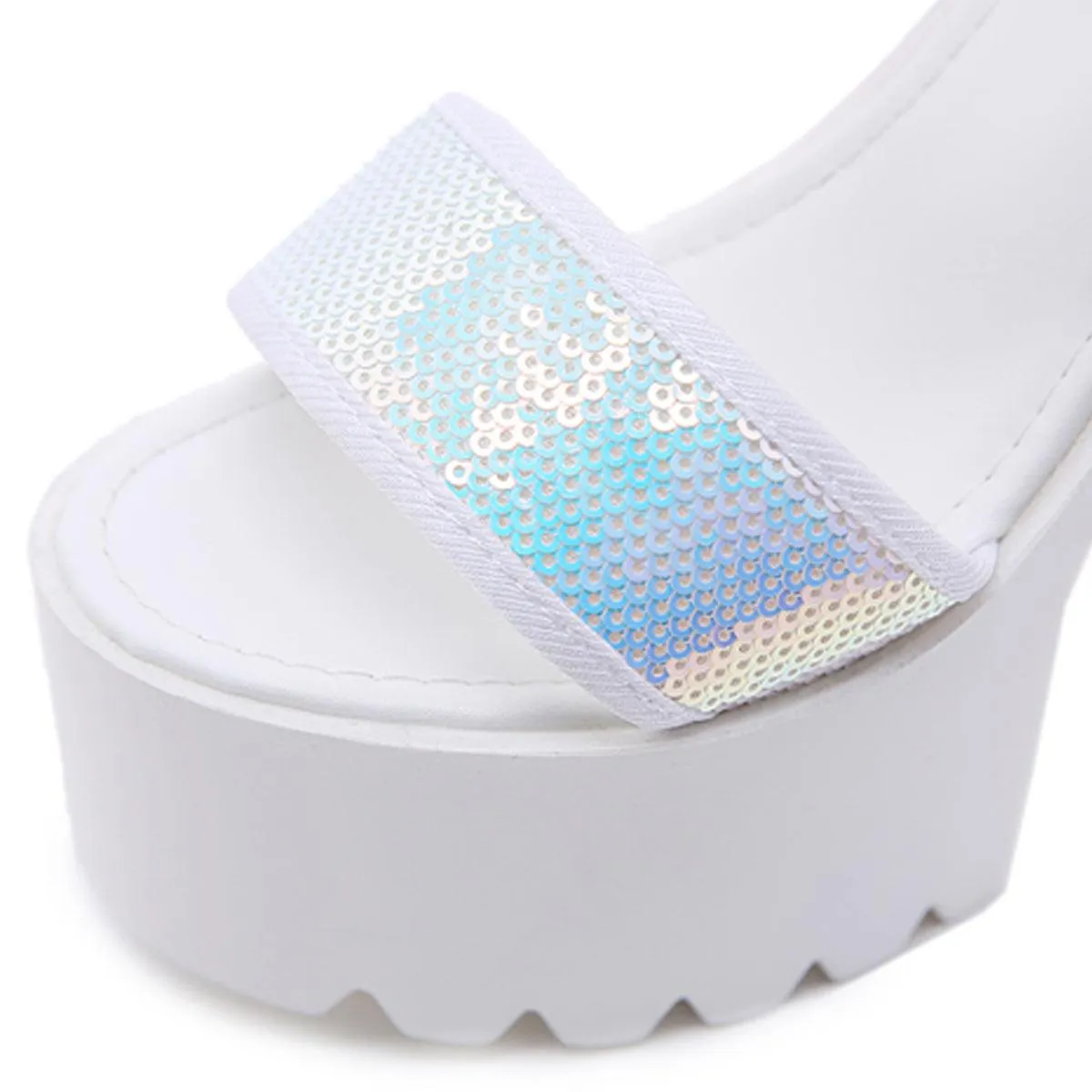 Holographic Mesh High Heel Platform Shoes