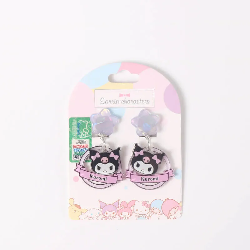 Kawaii Sanrio Character Star Dangling Clip On Earrings