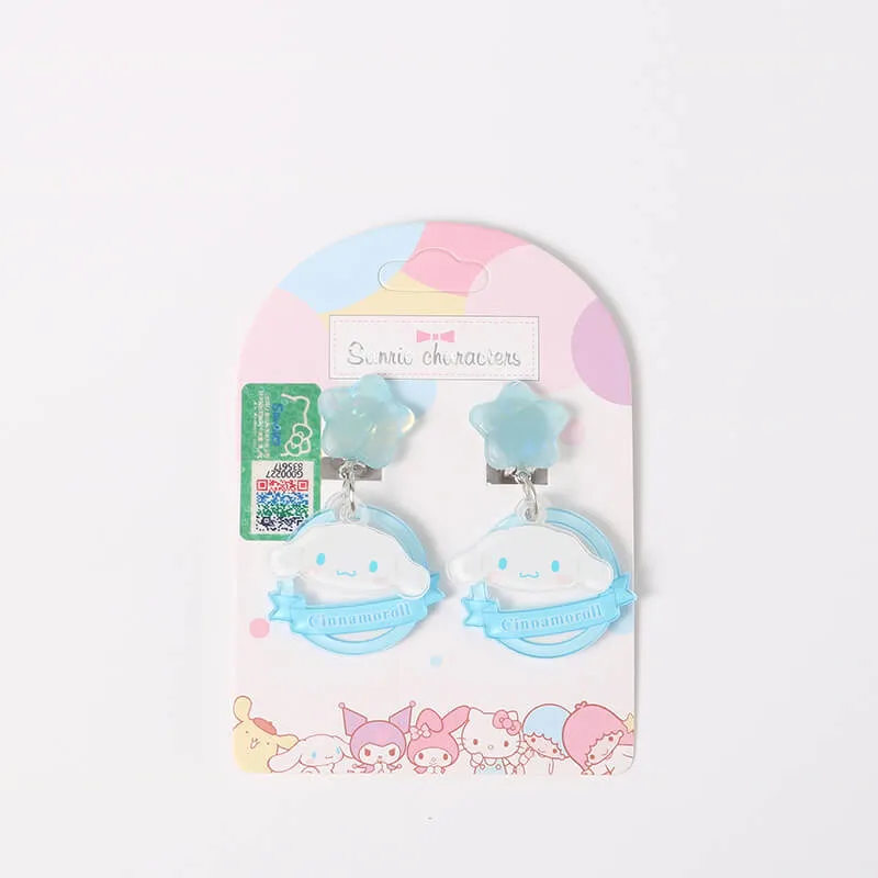 Kawaii Sanrio Character Star Dangling Clip On Earrings