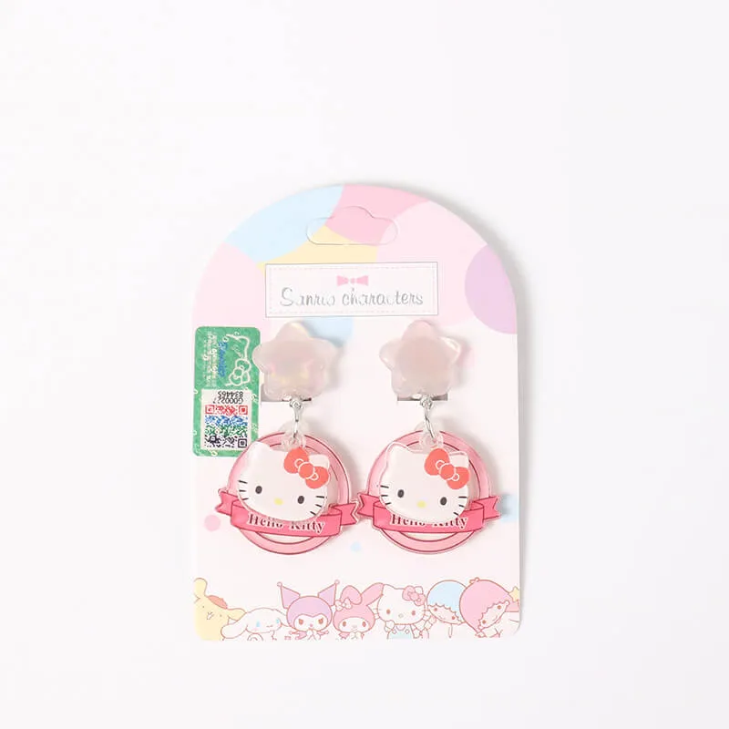 Kawaii Sanrio Character Star Dangling Clip On Earrings