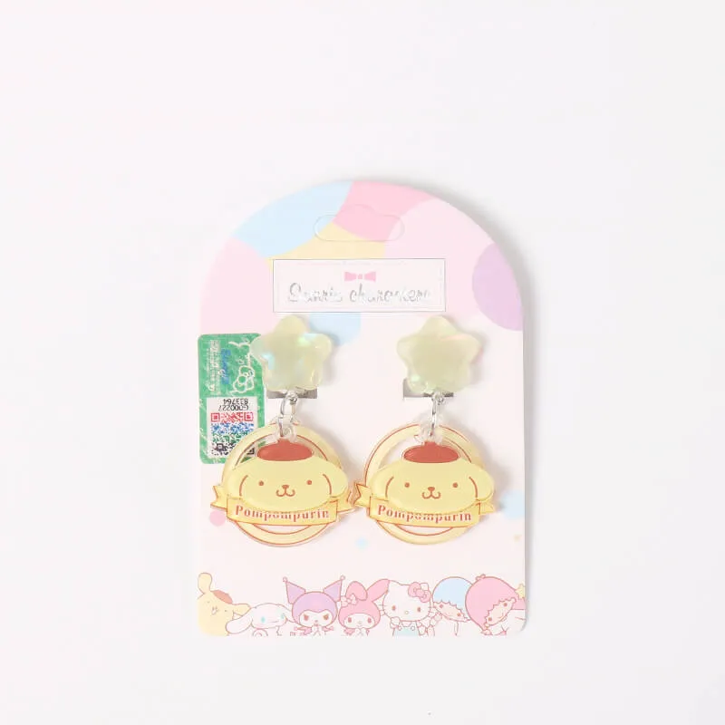 Kawaii Sanrio Character Star Dangling Clip On Earrings