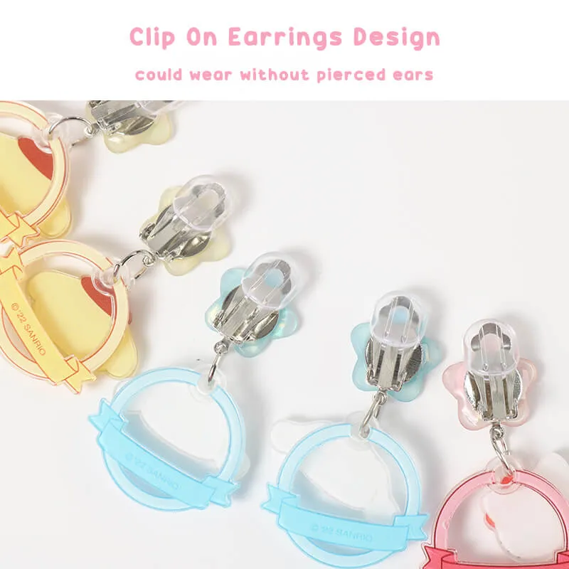 Kawaii Sanrio Character Star Dangling Clip On Earrings