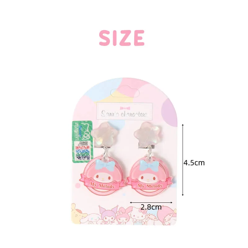 Kawaii Sanrio Character Star Dangling Clip On Earrings