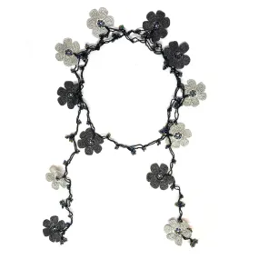 Oya Gray Clover crocheted lace necklace