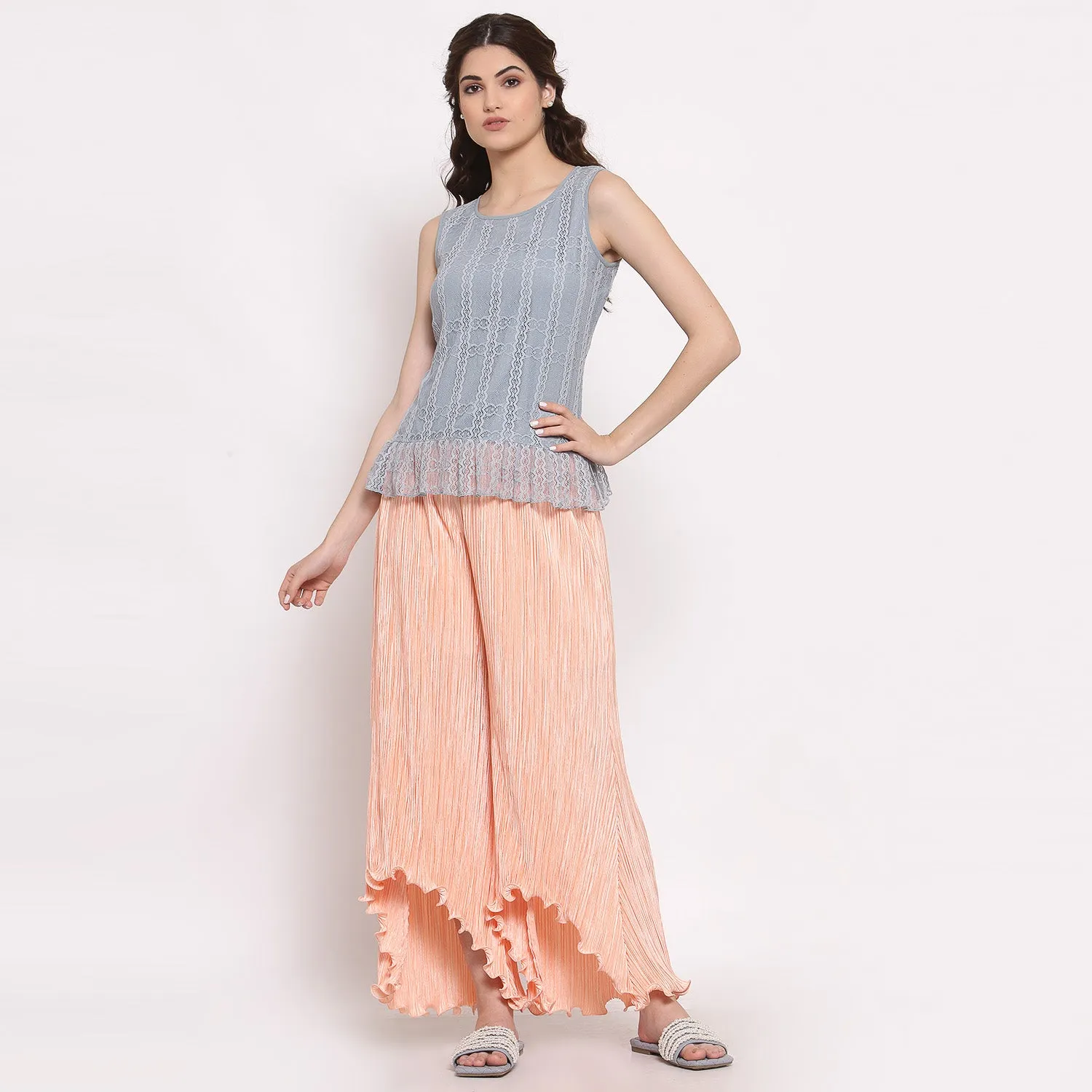Peach Plisse Pant