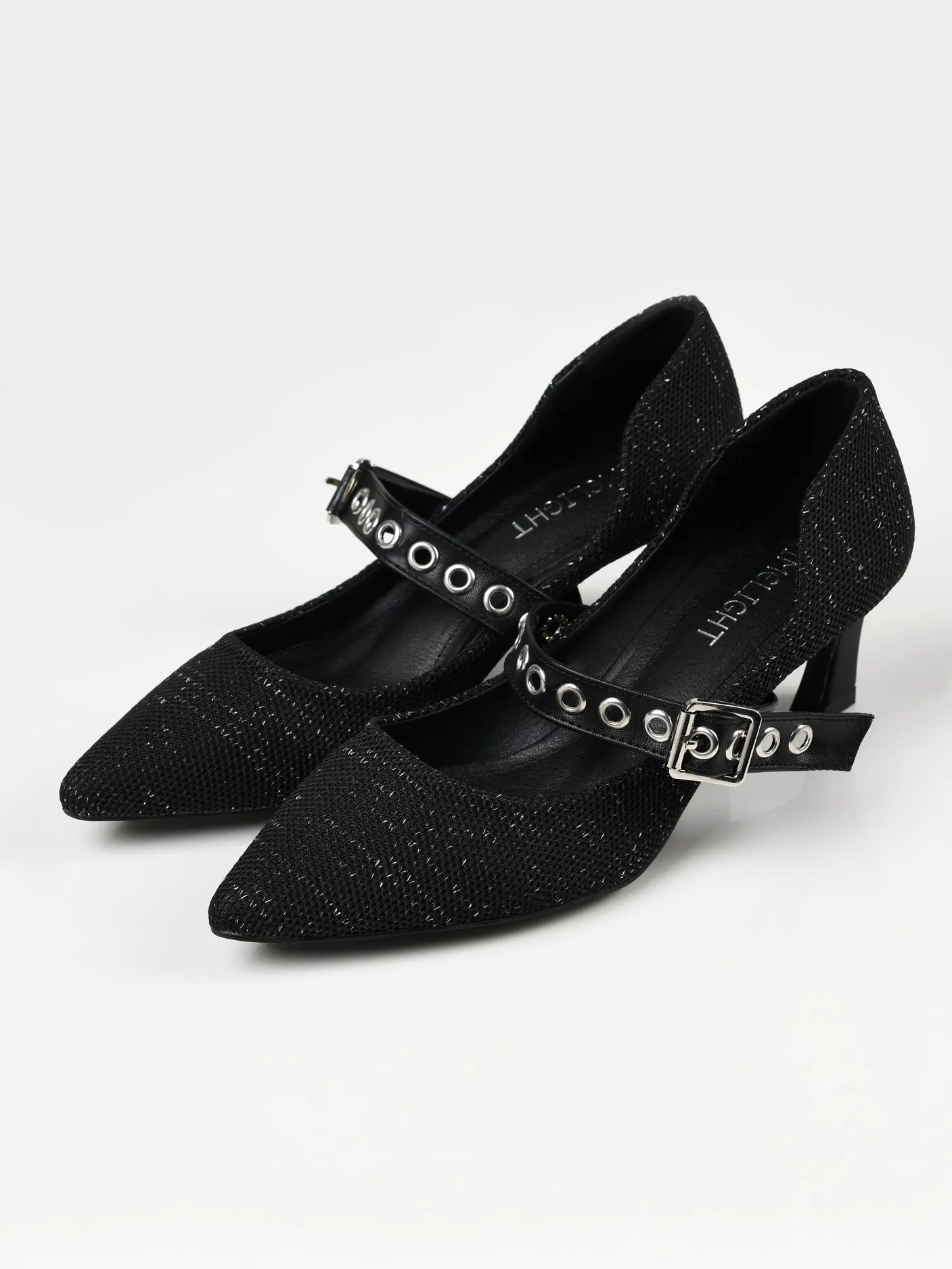 Pointed Shimmer Heels - Black
