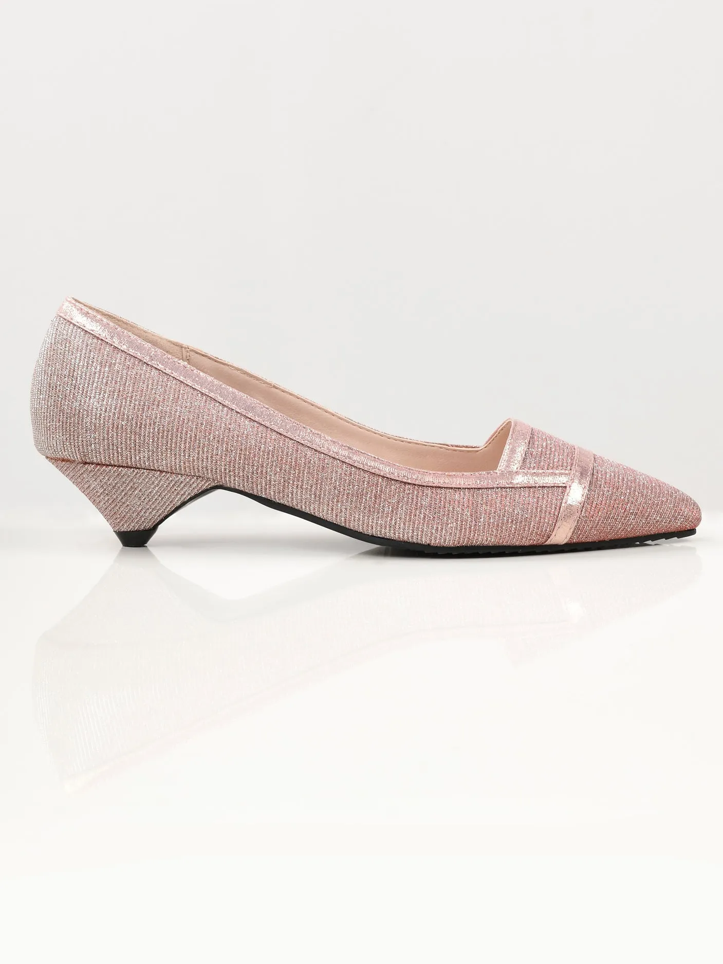 Pointed Shimmer Heels - Tea Pink