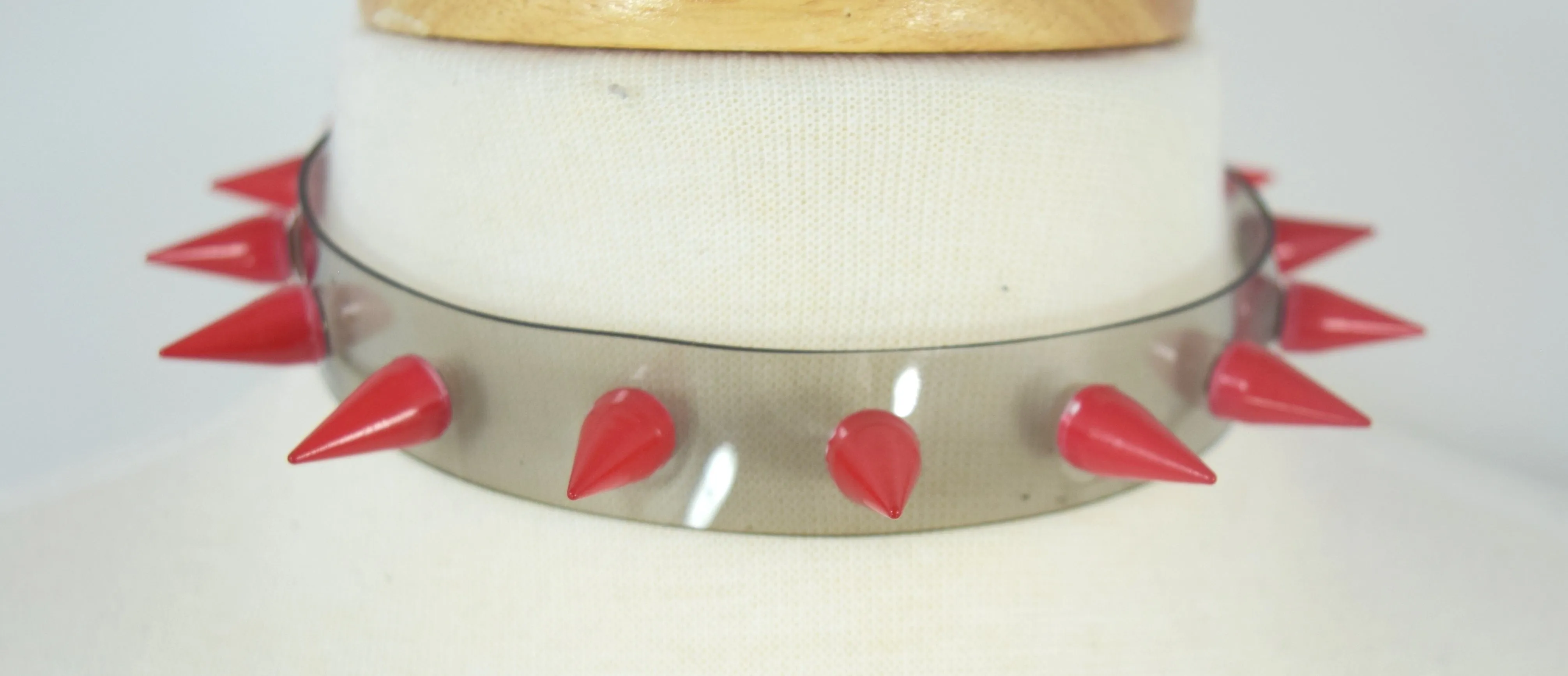 Punk Rave Transparent Clear Neon PVC Spiked Collar Choker Necklace